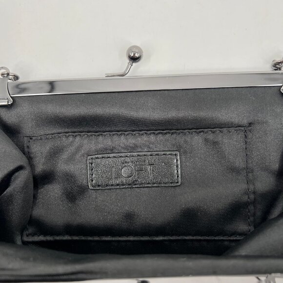 LOFT Black Sequin Mini Clutch | Silver Hardware Detail - Picture 6 of 7